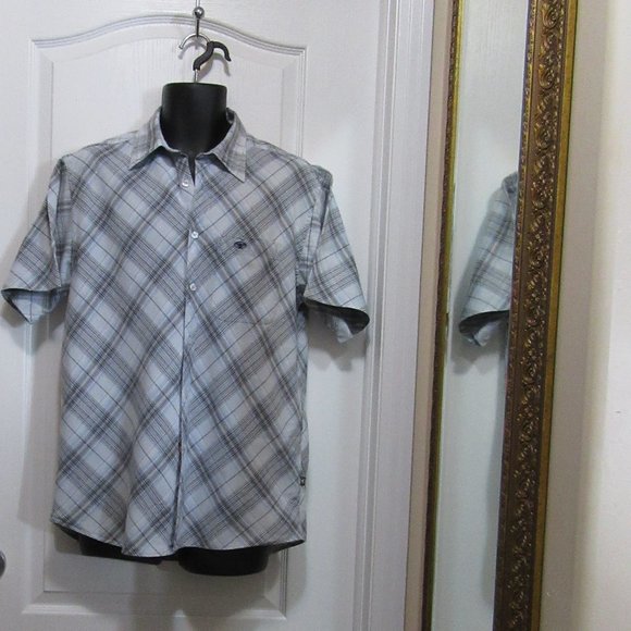 Men's Faded Blue medium Plaid shirt - Picture 3 of 9